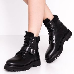 New ALLSAINTS Combat Boots • Paulina Black Leather • Lace Up Buckle 8 9 …